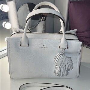 Kate Spade White Satchel with Tassel